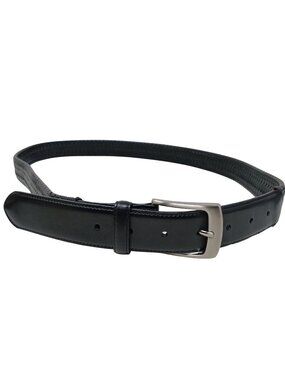 Mens Braided Leather Belt Dark Brown Silver Buckle Adjustable Fit Size 46 #D16G